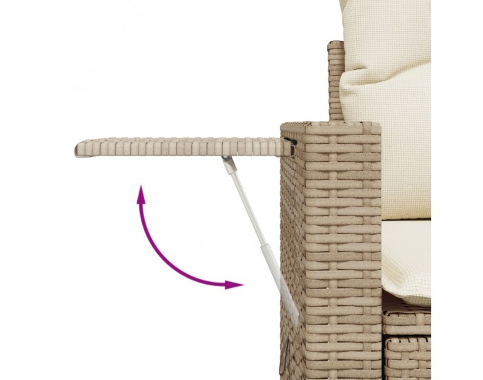 Sonata H Градински диван с възглавници, 7 части, бежов полиратан