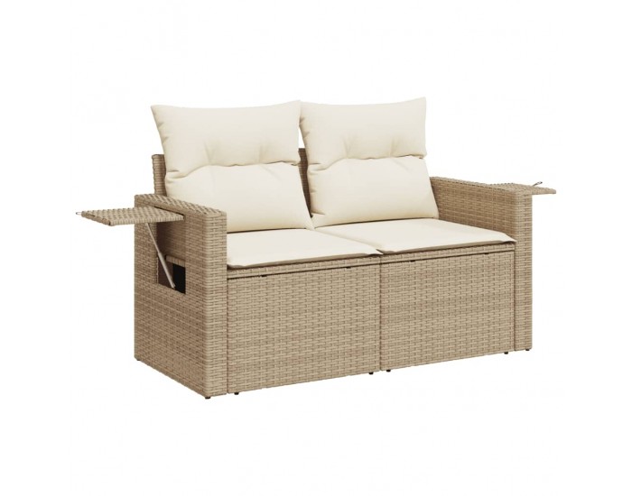 Sonata H Градински диван с възглавници, 7 части, бежов полиратан