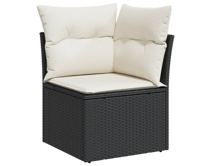 Sonata H Градински комплект диван с възглавници 8 части черен полиратан