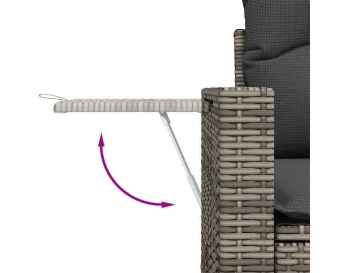 Sonata H Градински диван с възглавници, 6 части, полиратан, сив