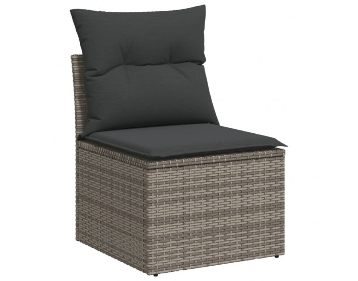 Sonata H Градински комплект диван с възглавници 10 части сив полиратан