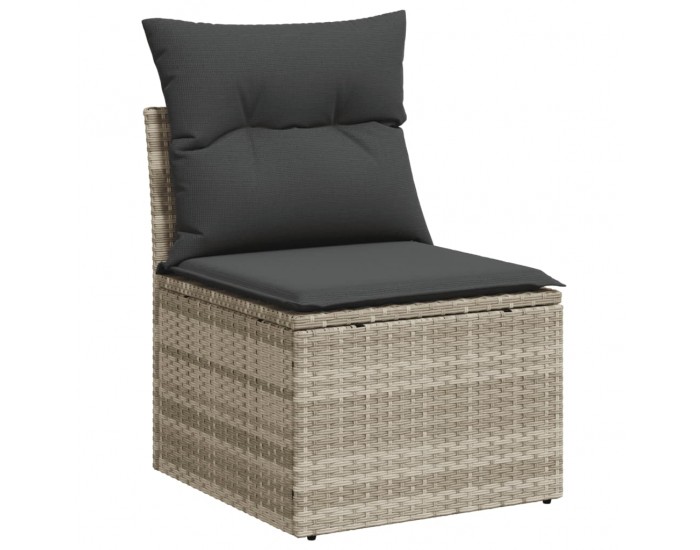 Sonata H Градински комплект с възглавници, 8 части, светлосив полиратан