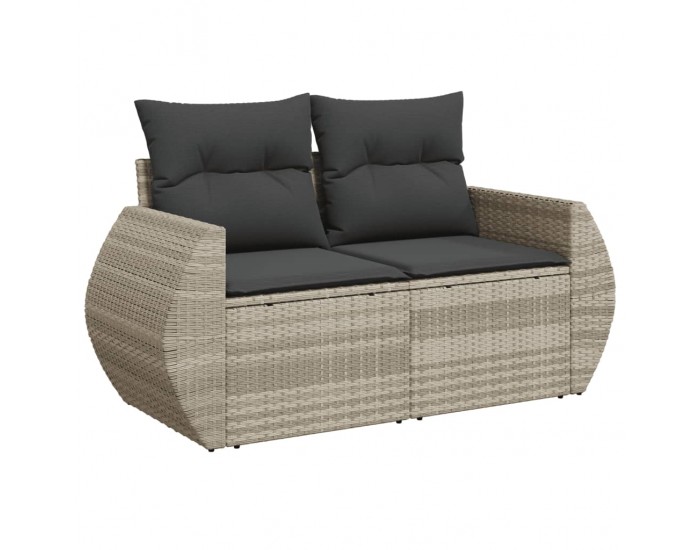 Sonata H Градински комплект с възглавници, 8 части, светлосив полиратан