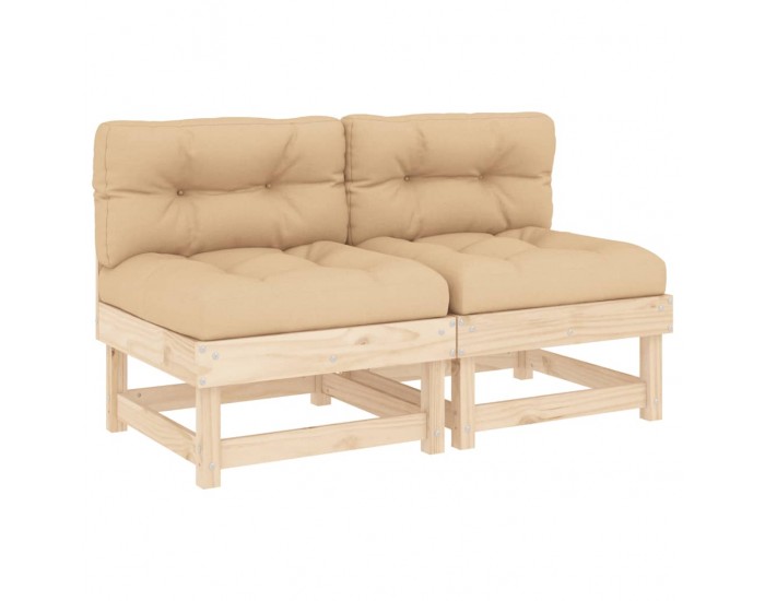 Sonata H Средни дивани с възглавници, 2 бр, борово дърво масив