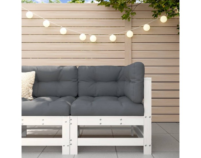 Sonata H Ъглов диван с възглавници, бял, борово дърво масив