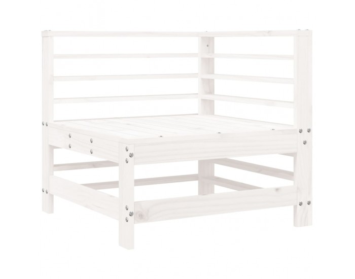 Sonata H Ъглов диван с възглавници, бял, борово дърво масив