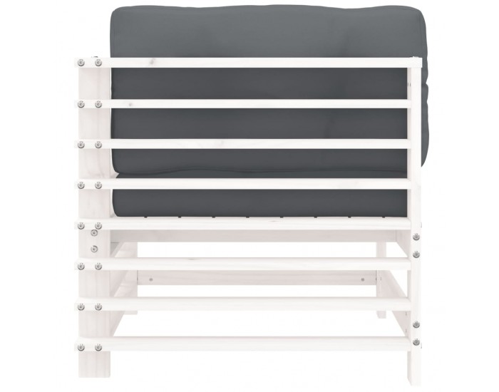 Sonata H Ъглов диван с възглавници, бял, борово дърво масив