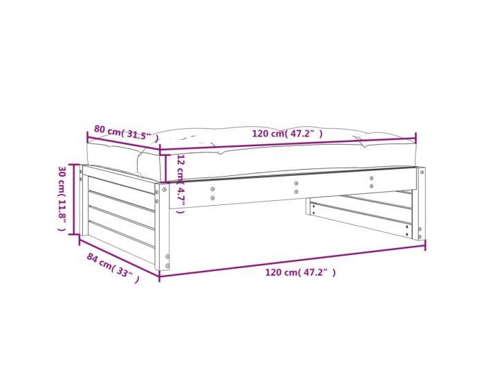 Sonata H Градинска табуретка, 120x80 см, дугласка дървесина масив