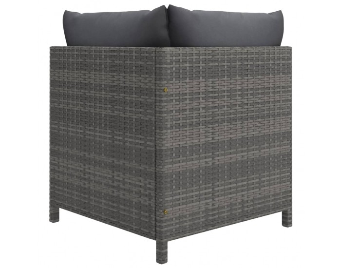 Sonata H 4-местен градински диван с възглавници, сив, полиратан