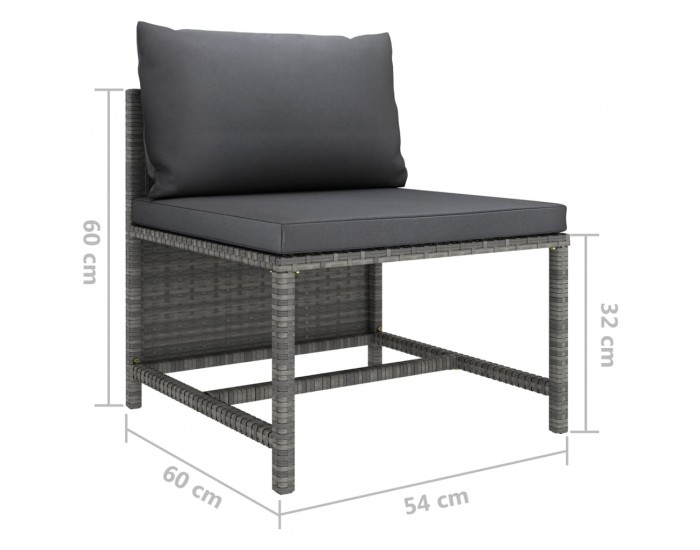 Sonata H 4-местен градински диван с възглавници, сив, полиратан