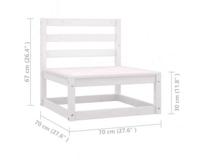 Sonata H Градински лаундж комплект 3 части с възглавници бял бор масив