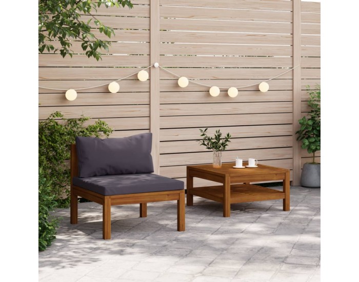 Sonata H Комплект диван от 2 части с тъмносиви възглавници акация