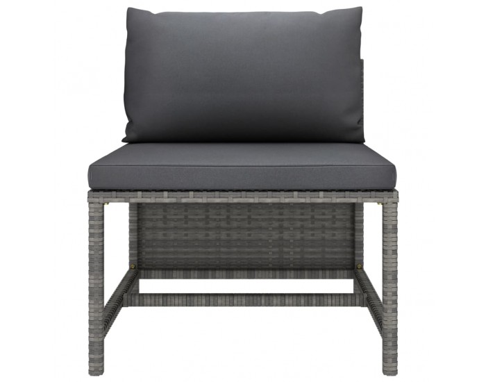 Sonata H 3-местен градински диван с възглавници, сив, полиратан