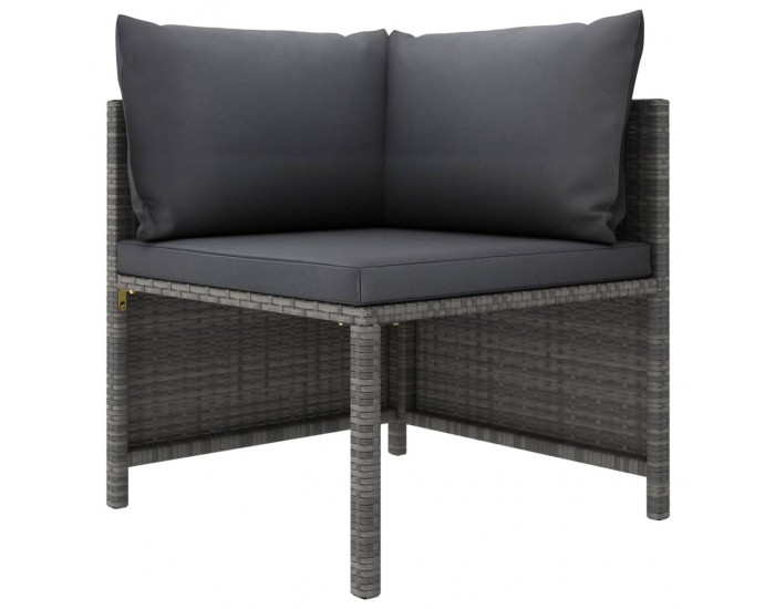 Sonata H 3-местен градински диван с възглавници, сив, полиратан