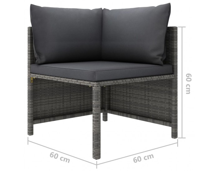 Sonata H 3-местен градински диван с възглавници, сив, полиратан