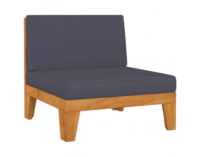 Sonata H Модулен среден диван с тъмносиви възглавници, акация масив