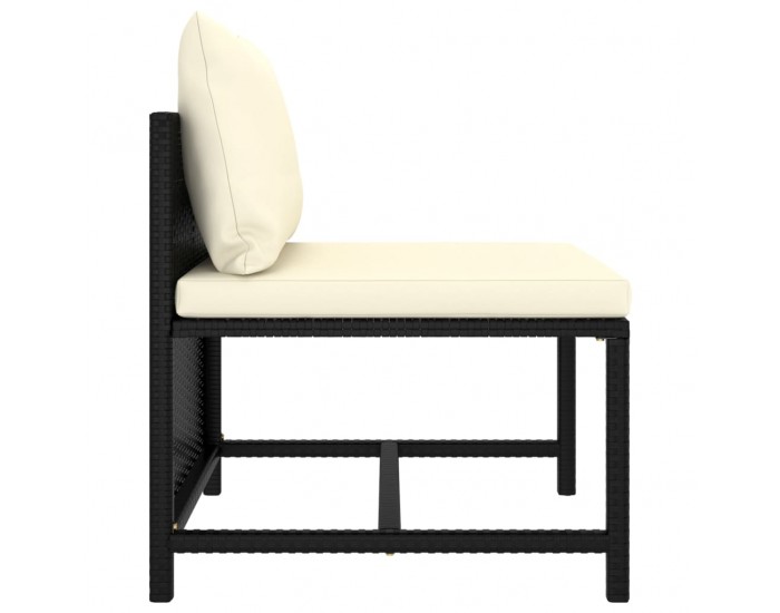 Sonata H Модулен среден диван с възглавници, черен полиратан