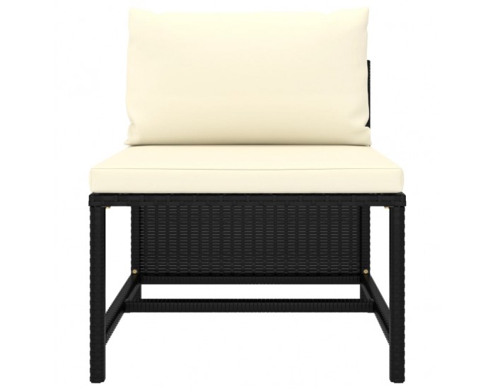 Sonata H Модулен среден диван с възглавници, черен полиратан