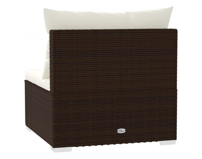 Sonata H Градински среден диван с възглавници, кафяв полиратан