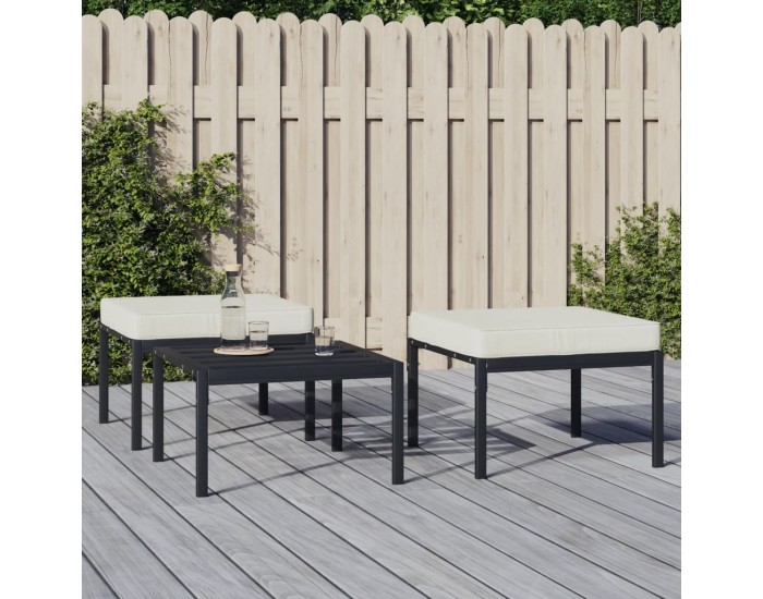 Sonata H Градински табуретки с възглавници, 2 бр, 60x60x35 см, стомана