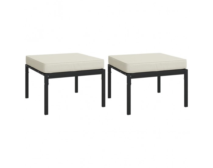 Sonata H Градински табуретки с възглавници, 2 бр, 60x60x35 см, стомана