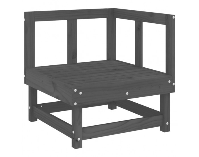 Sonata H Градински лаундж комплект, 3 части, сив, бор масив