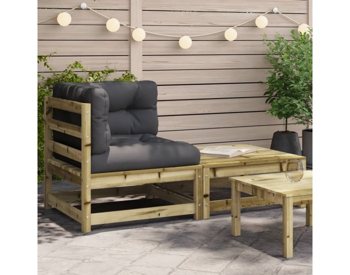 Sonata H Градински ъглов диван с възглавници и табуретка за крака