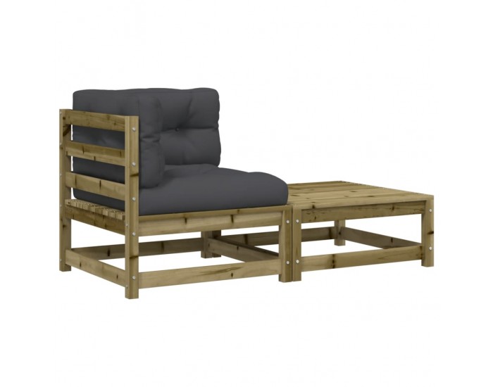 Sonata H Градински ъглов диван с възглавници и табуретка за крака