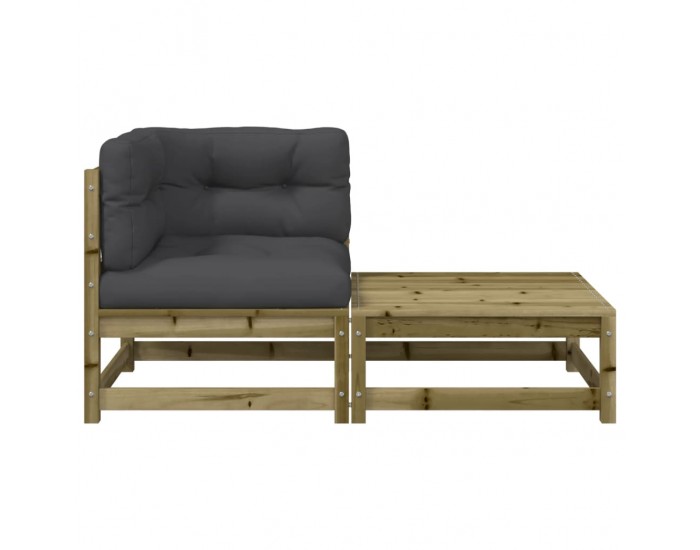 Sonata H Градински ъглов диван с възглавници и табуретка за крака