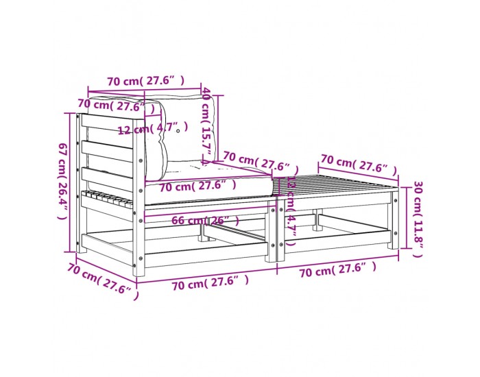 Sonata H Градински ъглов диван с възглавници и табуретка за крака