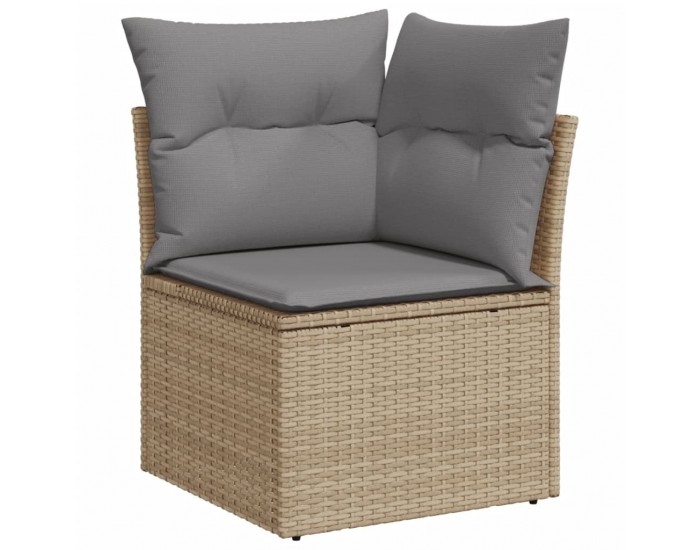 Sonata H Градински диван с възглавници, 6 части, бежов полиратан