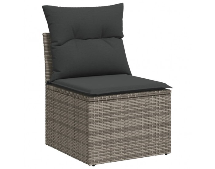 Sonata H Градински комплект диван с възглавници 12 части сив полиратан