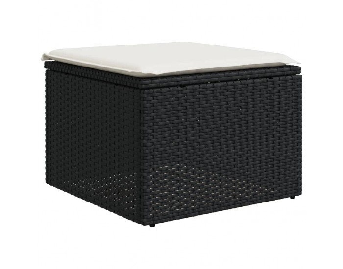 Sonata H Градински комплект диван с възглавници 7 части черен полиратан