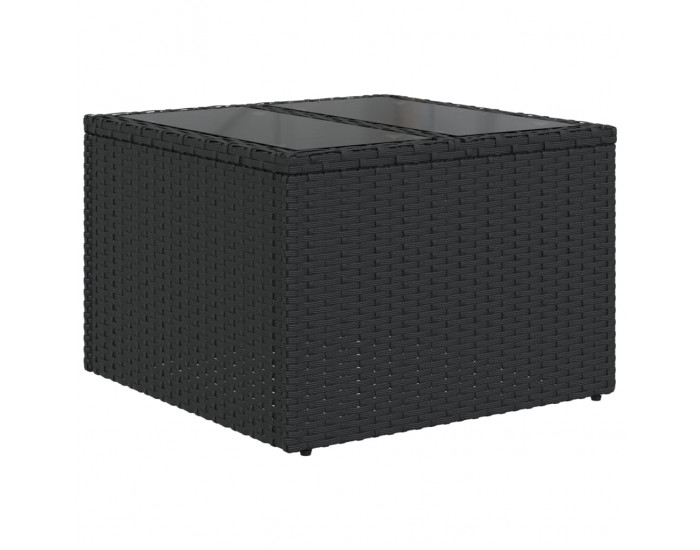 Sonata H Градински комплект диван с възглавници 9 части черен полиратан