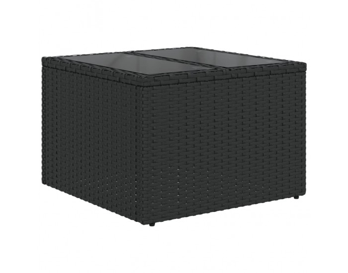 Sonata H Градински комплект с възглавници, 5 части, черен полиратан