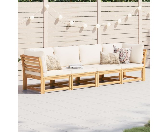 Sonata H Градински лаундж комплект с възглавници, 4 части, масив акация