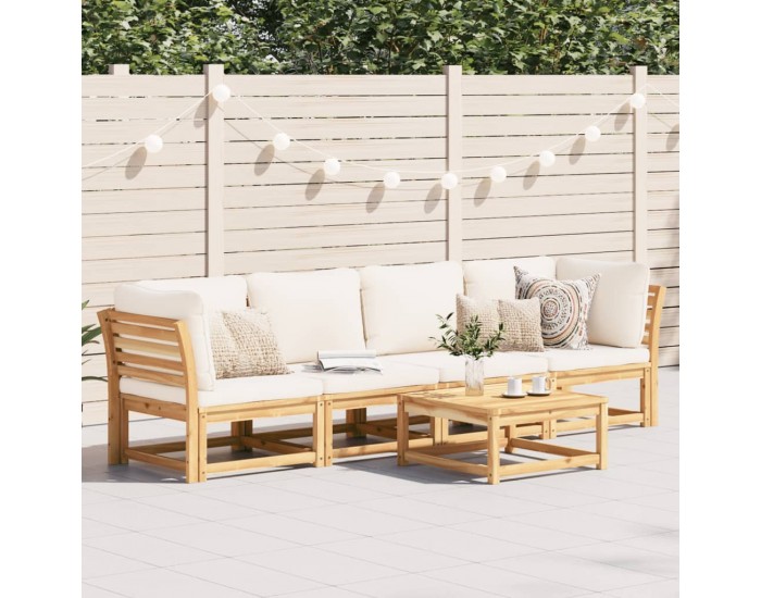 Sonata H Градински лаундж комплект с възглавници, 4 части, масив акация