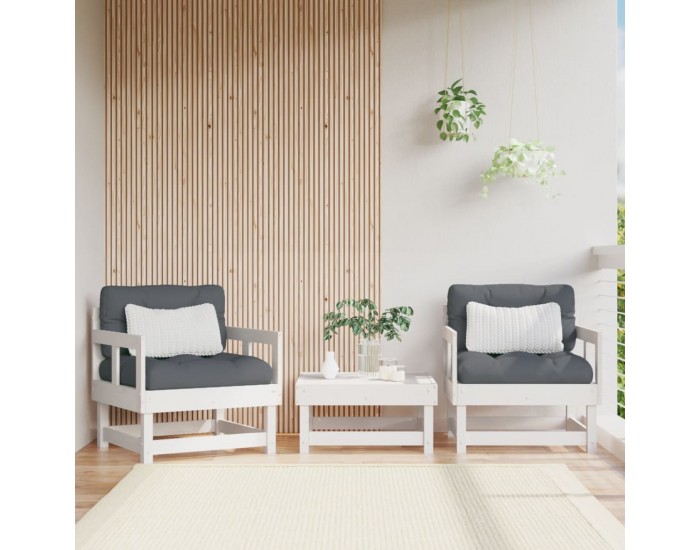 Sonata H Градински столове с възглавници, 2 бр, бели, бор масив