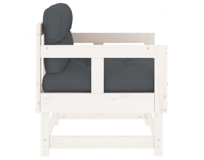 Sonata H Градински столове с възглавници, 2 бр, бели, бор масив