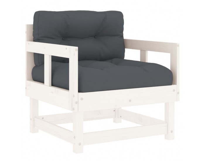 Sonata H Градински столове с възглавници, 2 бр, бели, бор масив