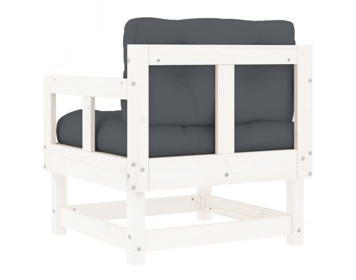 Sonata H Градински столове с възглавници, 2 бр, бели, бор масив