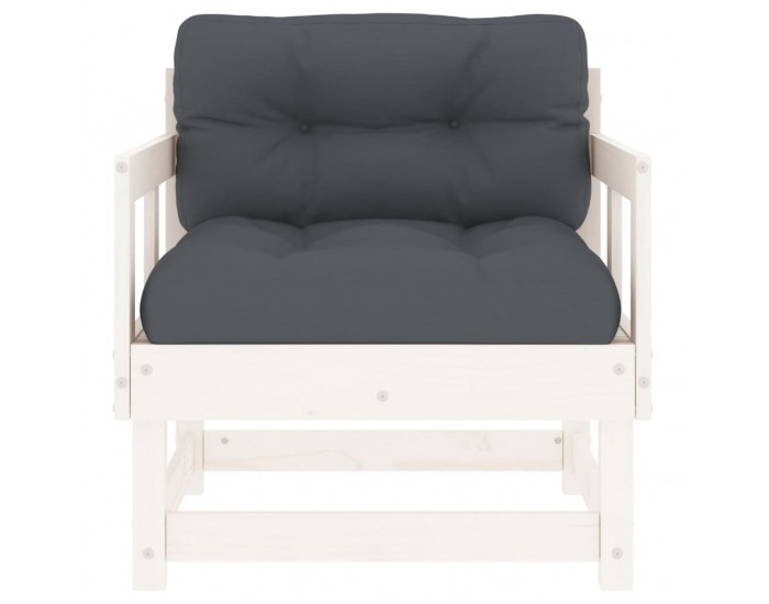 Sonata H Градински столове с възглавници, 2 бр, бели, бор масив