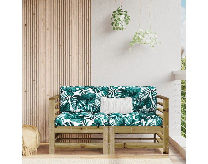 Sonata H Ъглови дивани с възглавници 2 бр сиви импрегнирано борово дърво