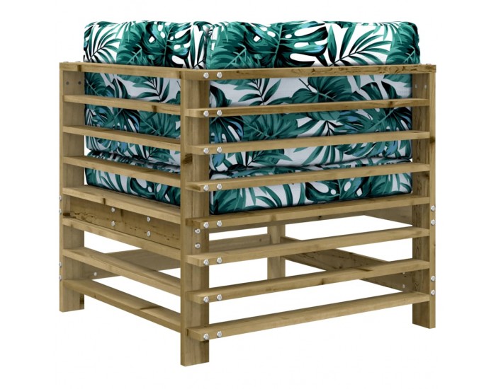 Sonata H Ъглови дивани с възглавници 2 бр сиви импрегнирано борово дърво