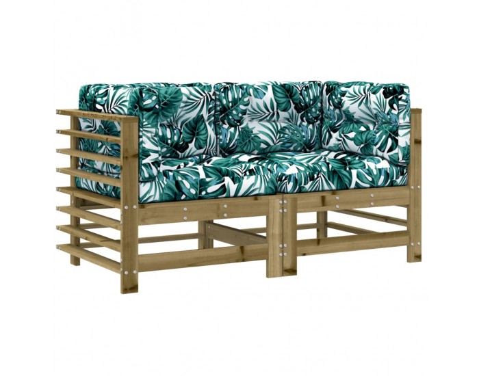 Sonata H Ъглови дивани с възглавници 2 бр сиви импрегнирано борово дърво