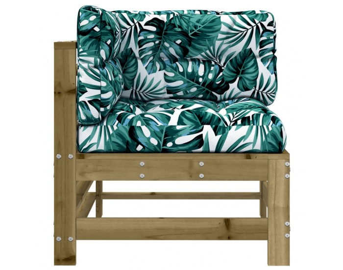 Sonata H Ъглови дивани с възглавници 2 бр сиви импрегнирано борово дърво