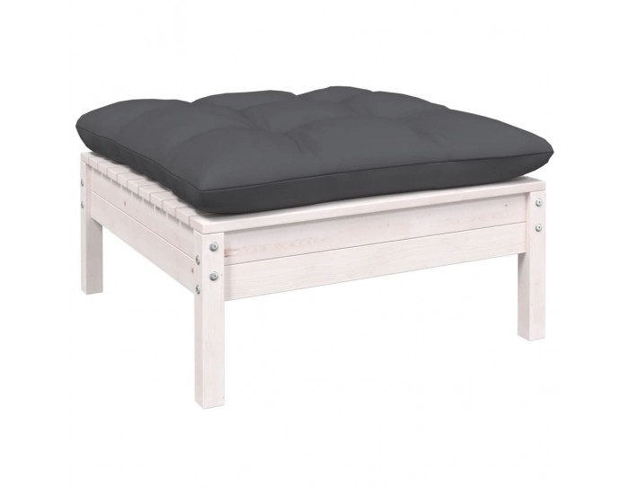 Sonata H Градински лаундж комплект 3 части с възглавници бял бор масив