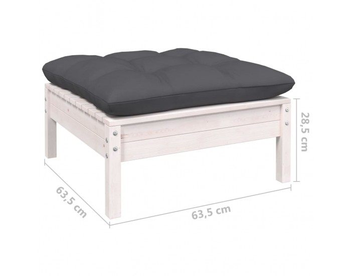 Sonata H Градински лаундж комплект 3 части с възглавници бял бор масив