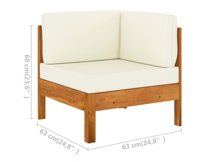 Sonata H Градински лаундж комплект с кремави възглавници 2 части акация