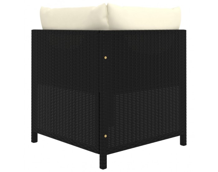 Sonata H 2-местен градински диван с възглавници, черен полиратан